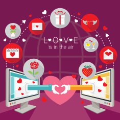 Computer Monitor and hands Love Online Concept N2
