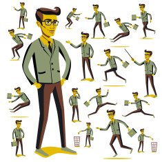 Flat people icons situations web infographic vector set Men lifestyle N2