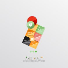Glossy paper style geometric abstract infographic design N112