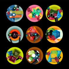 Set of flat design circle option infographics concepts N79