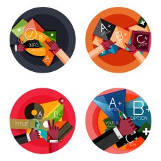 Set of flat design circle option infographics concepts N80