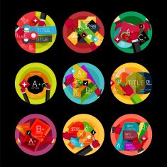 Set of option presentation labels flat design web infographic boxes N32