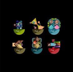 Set of abstract geometric shapes with options N119