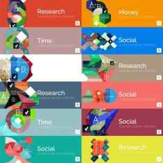 Flat modern info banner set N16