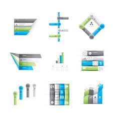 Big set of green and blue infographic option elements vector