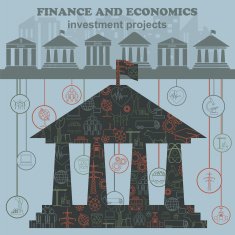 Economics and finance infographic Investment projects Banks N10