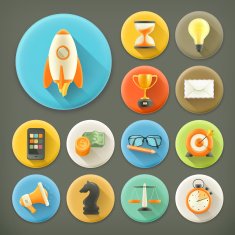 Universal start up business icon set