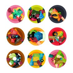 Set of flat design circle option infographics concepts N83