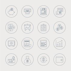 financial line icon set N3