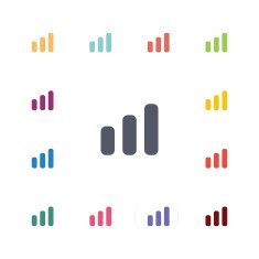 up diagram flat icons set