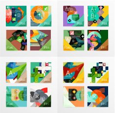 Flat design geometric info banners web boxes N12