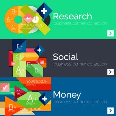 Flat design paper infographic banner set N15