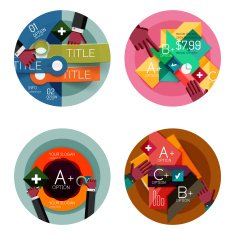Set of flat design circle option infographics concepts N91