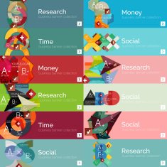 Flat modern info banner set N19