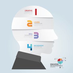 infographic Template with Head paper cut banner N2
