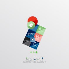 Glossy paper style geometric abstract infographic design N127