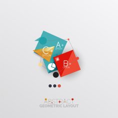 Glossy paper style geometric abstract infographic design N131
