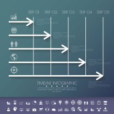 StepDesign flat long shadow clean number timeline template graph N2