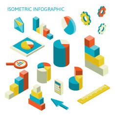 isometric business finance analytics chart graphic