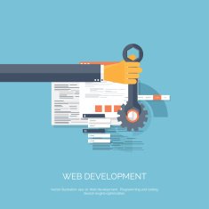 Vector illustration Flat computing background Programming coding Web development and N3