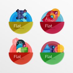 Set of flat design circle infographic icons N13