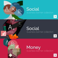 Flat modern info banner set N29