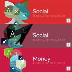 Flat modern info banner set N38