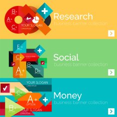 Flat design paper infographic banner set N43