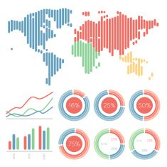 Set of Infographic Elements World Map and Information Graphics