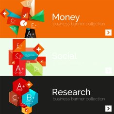 Flat design paper infographic banner set N66