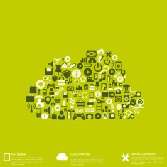 Flat abstract background with web icons Interface symbols Cloud computing N13