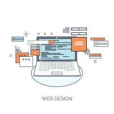 Vector illustration Flat computing background Programming coding Web development and N8