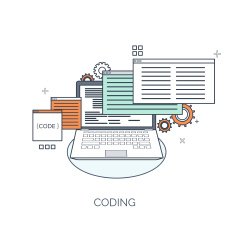 Vector illustration Flat computing background Programming coding Web development and N10