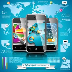 Mobil phone design set of infographic elements
