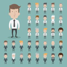 set of businessman characters poses N14