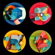 Set of flat design circle option infographics concepts N98