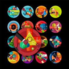Set of option presentation labels flat design web infographic boxes N74