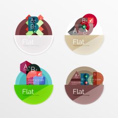 Set of flat design circle infographic icons N25