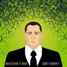 Businessman with doodles - trouble concept