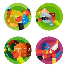Set of option presentation labels flat design web infographic boxes N92