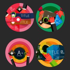 Set of option presentation labels flat design web infographic boxes N102