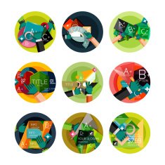 Set of flat design circle option infographics concepts N109