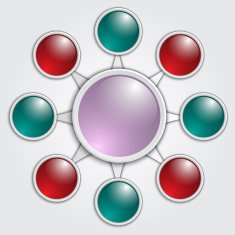 Vector business graphic template with red blue and pink circles
