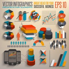 Retro infographics set Information elements N4