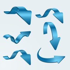 Set of Isolated 3D Blue Arrows
