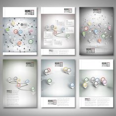 Timeline abstract network and world map with pointer marks Brochure N2
