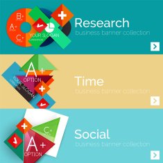 Flat design paper infographic banner set N150