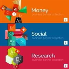 Flat design paper infographic banner set N157
