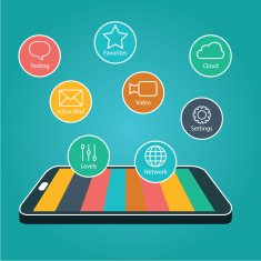 Touchscreen Smartphone with Application Icons Smart Phone Apps