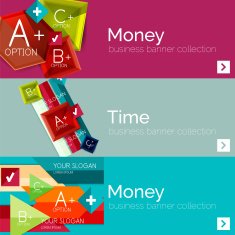 Flat design paper infographic banner set N183